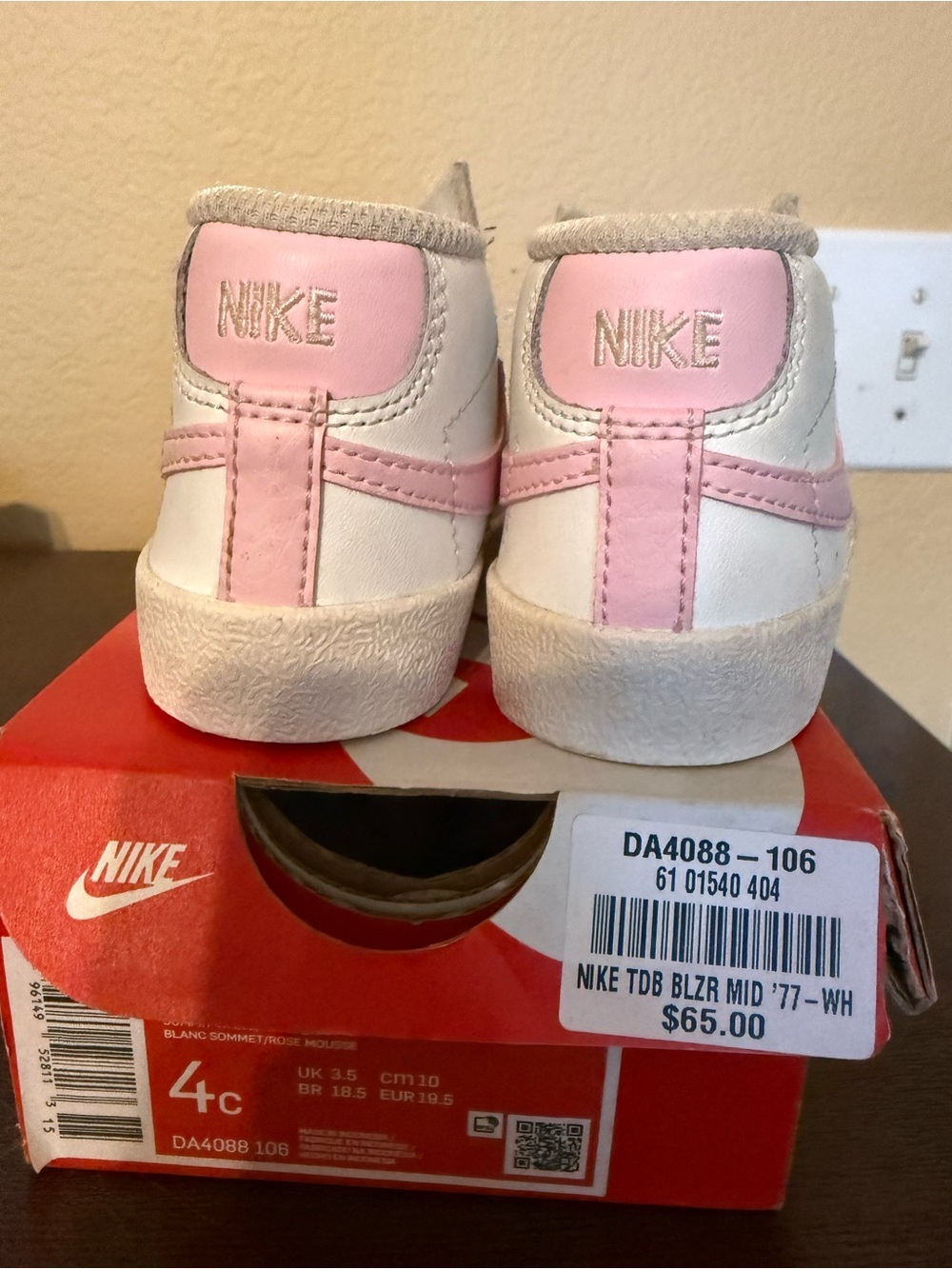 Nike Kids White and Pink High-Top Sneakers